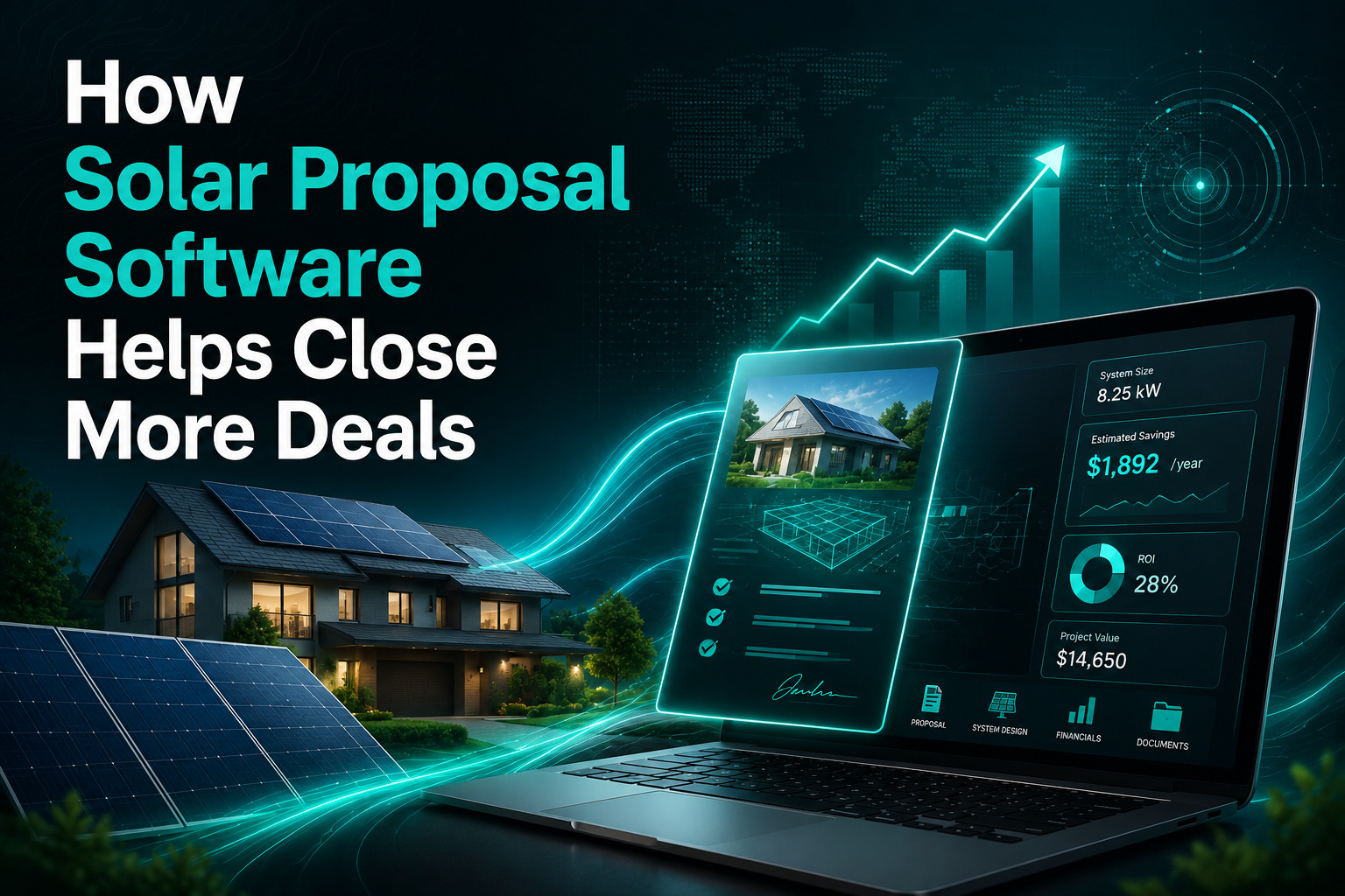 Solar proposal software dashboard helping solar companies create proposals and close more sales deals faster.